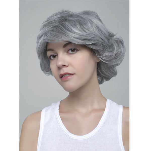 Gray Short Layered Wig with Bangs, Heat Resistant Synthetic Steel Gray Shag Wig (