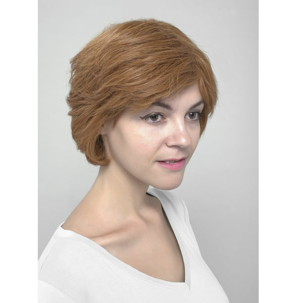 Short Red and Blonde Mix Synthetic Heat Resistant Wig with Bangs and Highlights