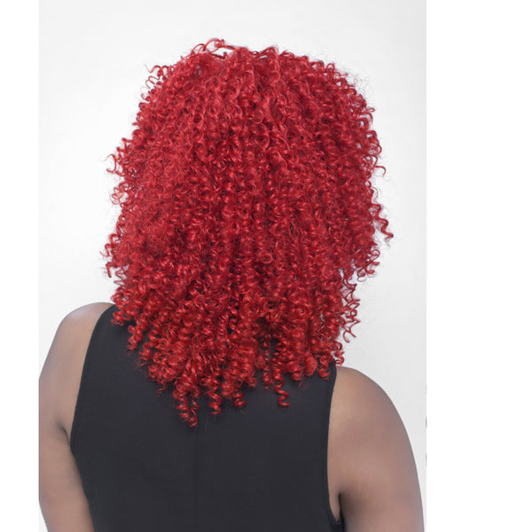 Bright Red Extra Curly Heat Long Heat Resistant Wig With Bangs