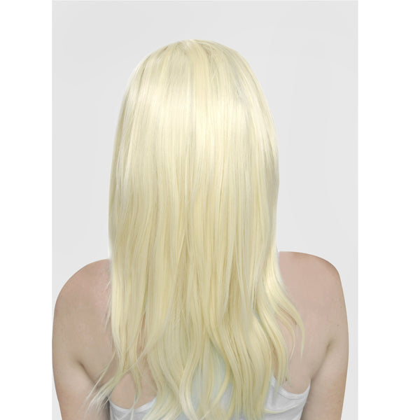 Long Platinum Blonde Razored Synthetic Realistic Heat Resistant Wig With Bangs