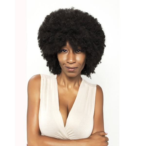 Extra Curly Brown/Black Synthetic Realistic Heat Resistant Afro Style Wig