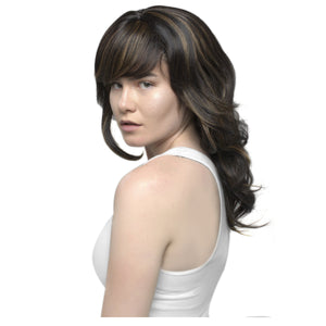 Brown with Strawberry Blonde Highlights Long Curly Hair Wig, Heat Resistant Synthetic Wig, Everyday or Cosplay Wig