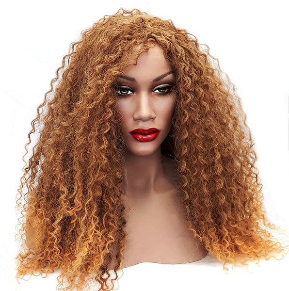 Long Golden and Yellow Blonde Extra Curly Afro Style Heat Resistant  Wig