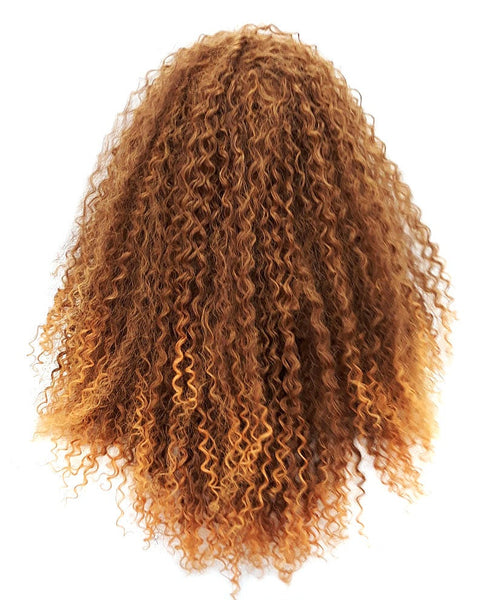 Long Golden and Yellow Blonde Extra Curly Afro Style Heat Resistant  Wig