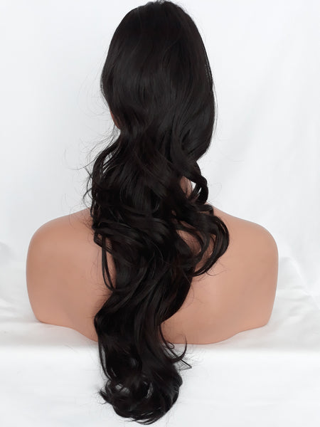 22 Inch Curly Long Black Brown Drawstring Ponytail Hair Extension