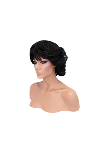 Short Black Layered  Style Synthetic Wig with Bangs and Curls