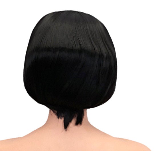 Black Bob Style Synthetic Wig with Bangs and Curls