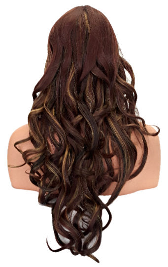 Extra Long Curly Brown and Blonde Wig