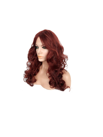 Long  Extra Curly Copper Red Layered Synthetic Wig