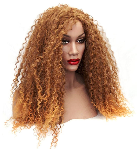 Long Golden and Yellow Blonde Extra Curly Afro Style Heat Resistant  Wig