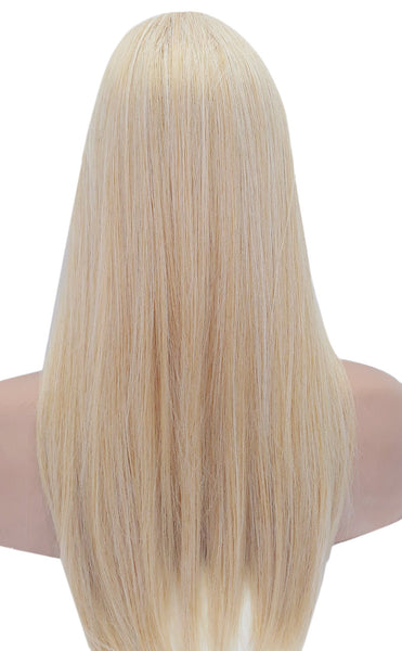 Straight, Long, Blonde, Wig, With Bangs, Platinum and Golden Blonde Mix