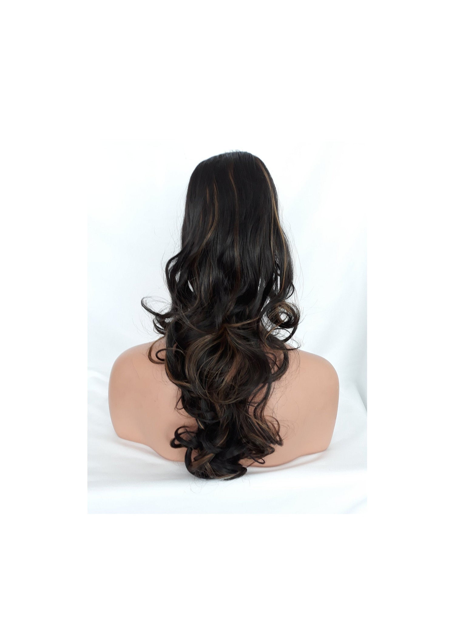 Curly Brown and Strawberry Blonde Drawstring Ponytail Extension