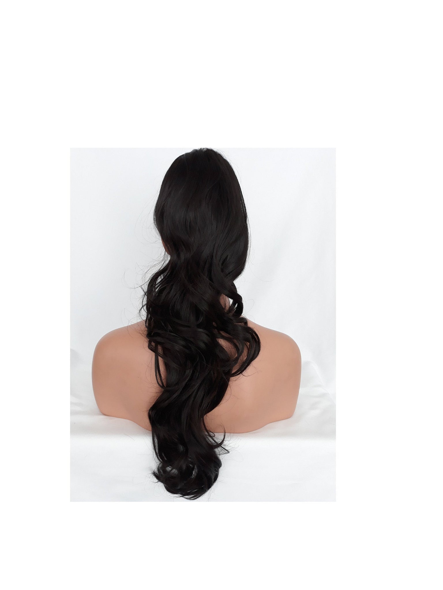 22 Inch Curly Long Black Brown Drawstring Ponytail Hair Extension