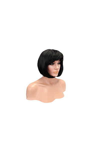 Black Bob Style Synthetic Wig with Bangs and Curls