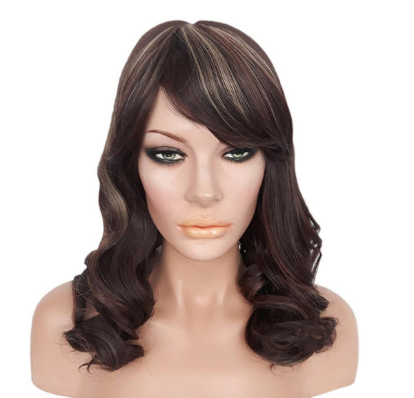 Curly Brown, Black, Blonde, and Red Synthetic Bob Style Wig