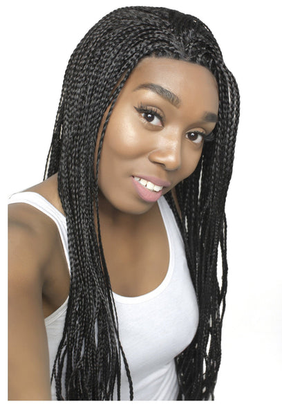 Extra Long Braided Lace Front Wig in #2 Black Brown made from Kanekalon Synthetic