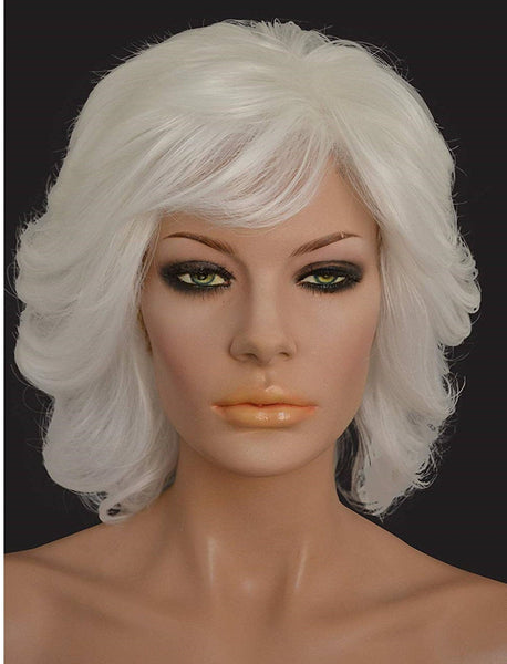 Short White layered Curly  Style Heat Resistant  Wig