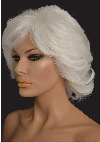 Short White layered Curly  Style Heat Resistant  Wig