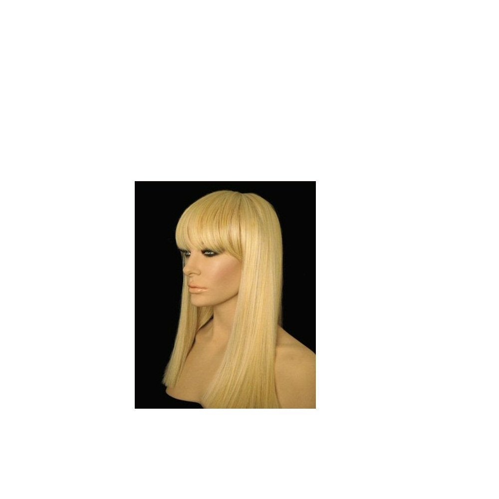 Straight, Long, Blonde, Wig, With Bangs, Platinum and Golden Blonde Mix