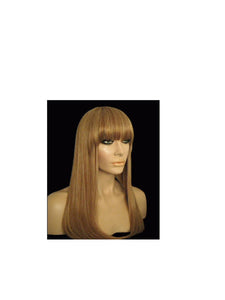 Wigs Long Red and Blonde Synthetic Wig with Bangs, Natural Looking Women Wigs, Soft Strong Long Straight Realistic Wig with Bangs