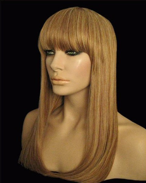 Wigs Long Red and Blonde Synthetic Wig with Bangs, Natural Looking Women Wigs, Soft Strong Long Straight Realistic Wig with Bangs