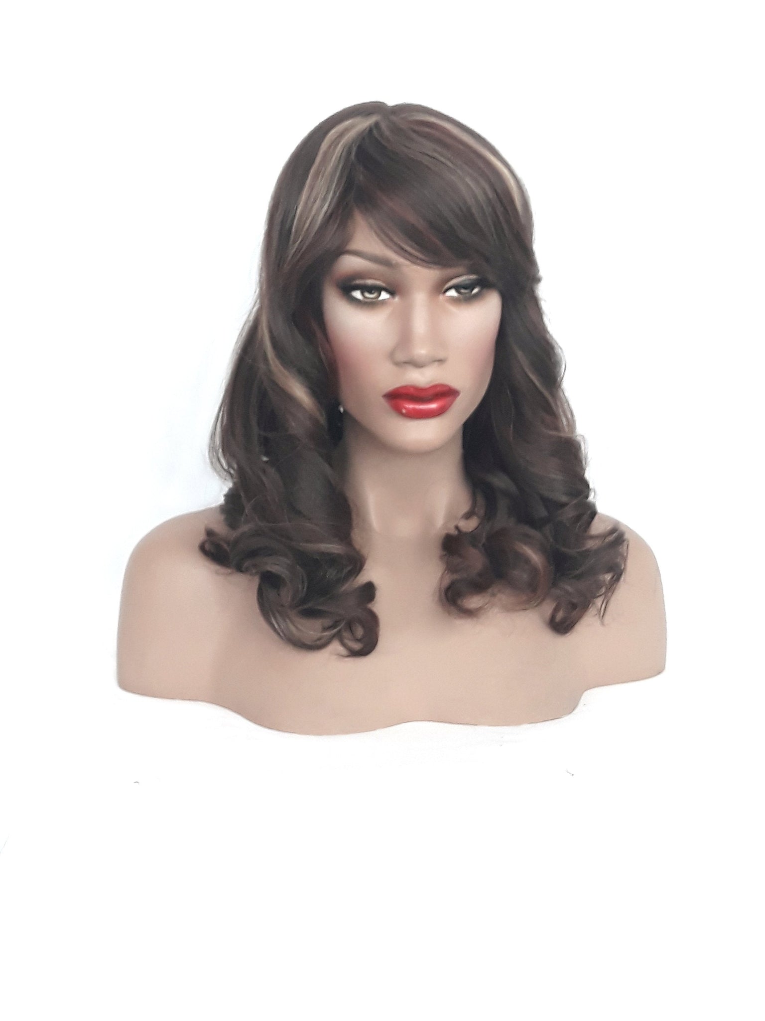 Curly Brown, Black, Blonde, and Red Synthetic Bob Style Wig