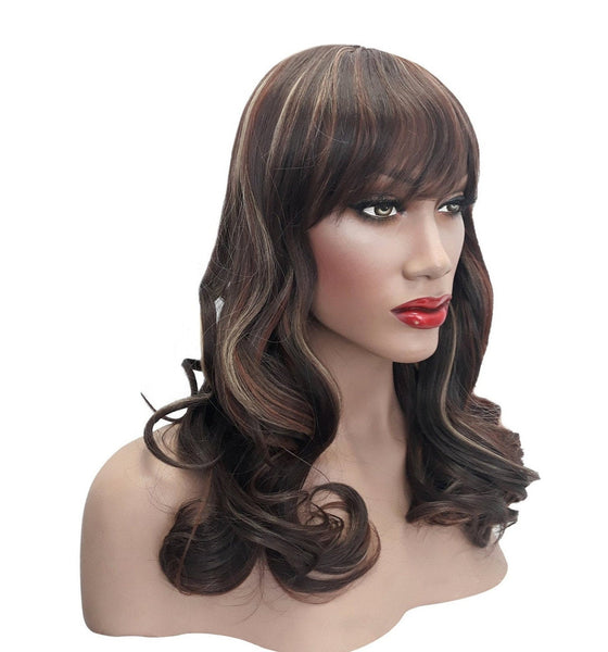 Curly Brown, Black, Blonde, and Red Synthetic Bob Style Wig