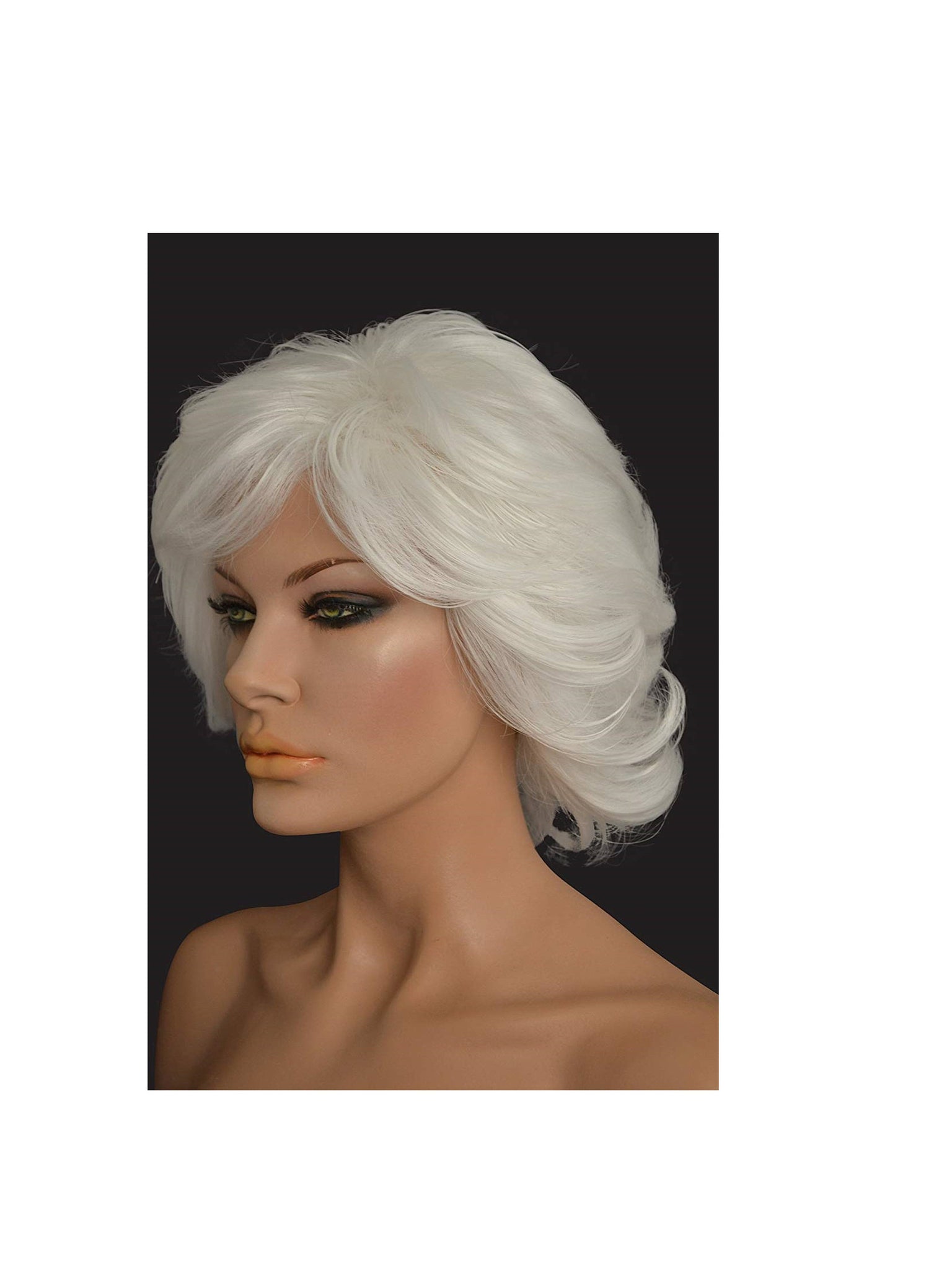 Short White layered Curly  Style Heat Resistant  Wig