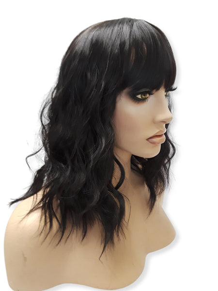 Black Synthetic Wavy Curly Bob Wig, Short Natural Look Realistic Black Wig for Women, Beauty Luxury Wigs for Everyday Hair Accessories