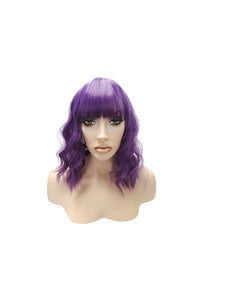 Synthetic Purple Wavy Curly Bob Wig, Everyday Realistic Women Fashion Hairpiece Hair Accessories, Heat Resistant Wigs for Her