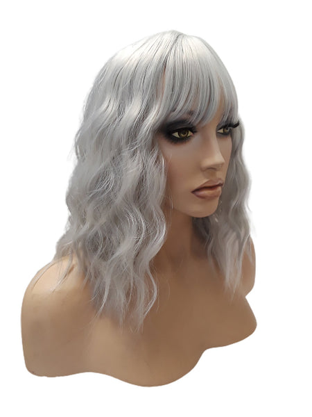 Light Grey Synthetic Curly Bob Wig for Women, Realistic Heat Resistant Natural Look Wig, Gray Wig for Women Classy Wigs Everyday Accessories