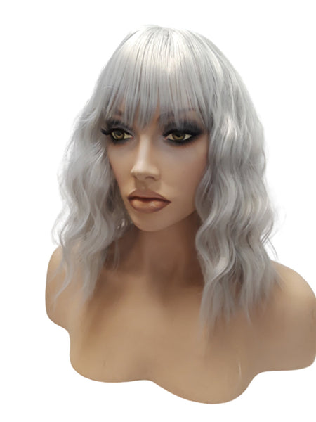 Light Grey Synthetic Curly Bob Wig for Women, Realistic Heat Resistant Natural Look Wig, Gray Wig for Women Classy Wigs Everyday Accessories