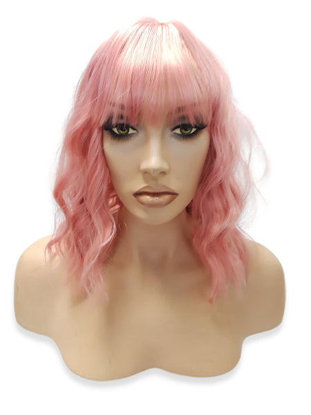 Light Pink Wig Synthetic Curly Bob Wig, Natural Hair Accessories Hairpiece Pink Women's Everyday Cool Natural Look, Unique Realistic Wig