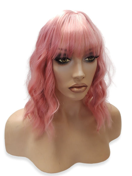 Light Pink Wig Synthetic Curly Bob Wig, Natural Hair Accessories Hairpiece Pink Women's Everyday Cool Natural Look, Unique Realistic Wig