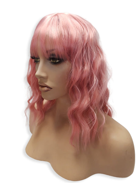 Light Pink Wig Synthetic Curly Bob Wig, Natural Hair Accessories Hairpiece Pink Women's Everyday Cool Natural Look, Unique Realistic Wig