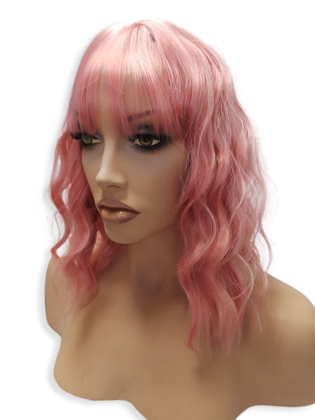 Light Pink Wig Synthetic Curly Bob Wig, Natural Hair Accessories Hairpiece Pink Women's Everyday Cool Natural Look, Unique Realistic Wig