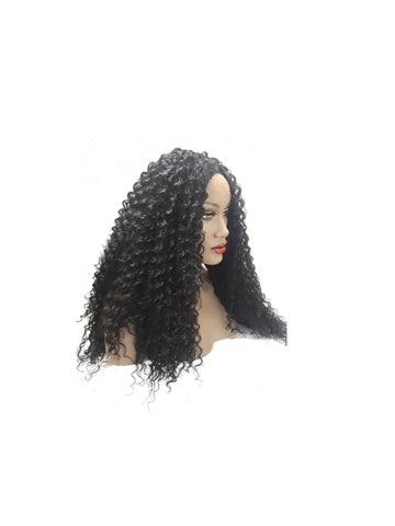 Long Black Brown Curly Synthetic Lace front Wig, Natural Look Realistic Heat Resistant Womens Everyday Wig, Hair Accessories for Women