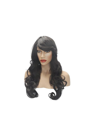 Curly Brown Black Synthetic Realistic Wigs for Women, Luxury Quality Premium Heat Resistant Beauty Salon Extra Long Wig Wavy Curls