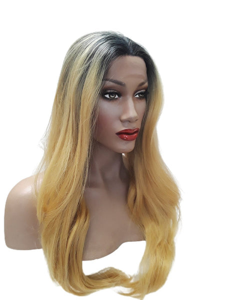 Blonde Lace Front Wig, Long Blonde Ombre Lace Front Synthetic Heat Resistant Wigs for Women Everyday Hair Accessories for Women Wedding