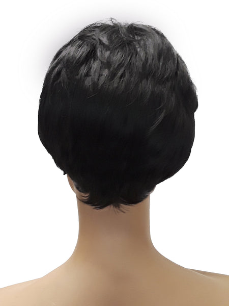 Pixie Cut Black Brown Synthetic Wigs for Women, Hair Accessories Black Women Natural Look Wigs, Heat Resistant Wig With Bangs for Everday