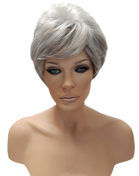 Short Grey Blonde Synthetic Wig for Her, Everyday Classic Look Womens Hair Accessories, Natural Realistic Look Wig, Heat Resistant Wigs