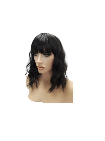 Black Synthetic Wavy Curly Bob Wig, Short Natural Look Realistic Black Wig for Women, Beauty Luxury Wigs for Everyday Hair Accessories