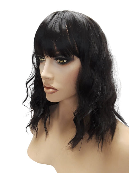 Black Synthetic Wavy Curly Bob Wig, Short Natural Look Realistic Black Wig for Women, Beauty Luxury Wigs for Everyday Hair Accessories