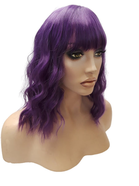 Synthetic Purple Wavy Curly Bob Wig, Everyday Realistic Women Fashion Hairpiece Hair Accessories, Heat Resistant Wigs for Her