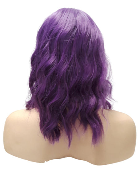 Synthetic Purple Wavy Curly Bob Wig, Everyday Realistic Women Fashion Hairpiece Hair Accessories, Heat Resistant Wigs for Her