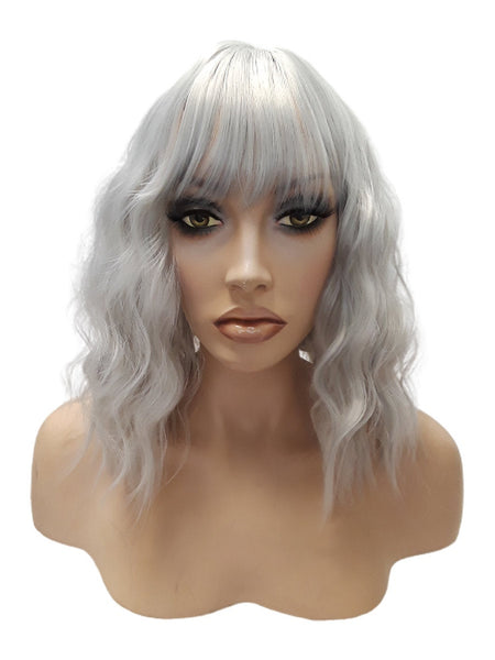 Light Grey Synthetic Curly Bob Wig for Women, Realistic Heat Resistant Natural Look Wig, Gray Wig for Women Classy Wigs Everyday Accessories