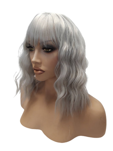 Light Grey Synthetic Curly Bob Wig for Women, Realistic Heat Resistant Natural Look Wig, Gray Wig for Women Classy Wigs Everyday Accessories