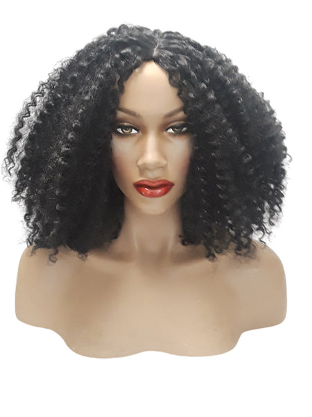 Extra Curly Black Brown Afro Bob Hair Style Heat Resistant Realistic Wig, Hair Accessories Hair Piece Wig for Women Everyday Use