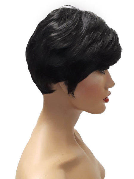 Pixie Cut Black Brown Synthetic Wigs for Women, Hair Accessories Black Women Natural Look Wigs, Heat Resistant Wig With Bangs for Everday