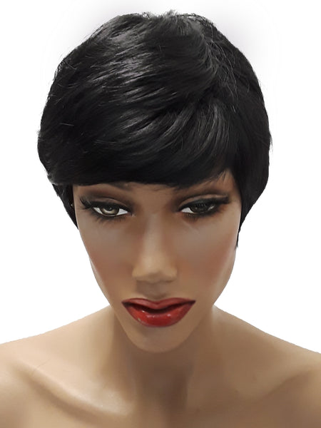 Pixie Cut Black Brown Synthetic Wigs for Women, Hair Accessories Black Women Natural Look Wigs, Heat Resistant Wig With Bangs for Everday